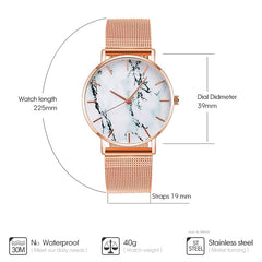 Fashion Rose Gold Creative Marble Female Wrist Watch Luxury